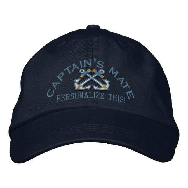 Personalise This Name Location Business Nautical Embroidered Hat (Front)