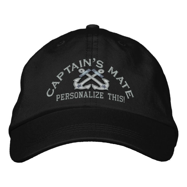 Personalise This Name Location Business Nautical Embroidered Hat (Front)