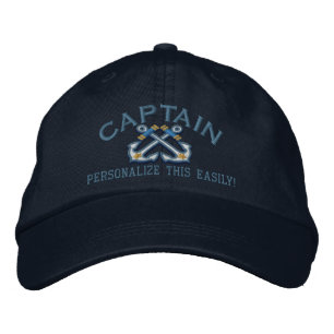 Personalise This Name Location Captain Nautical Embroidered Hat