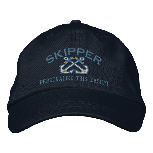 Personalise This Name Location Skipper Nautical Embroidered Hat (Front)