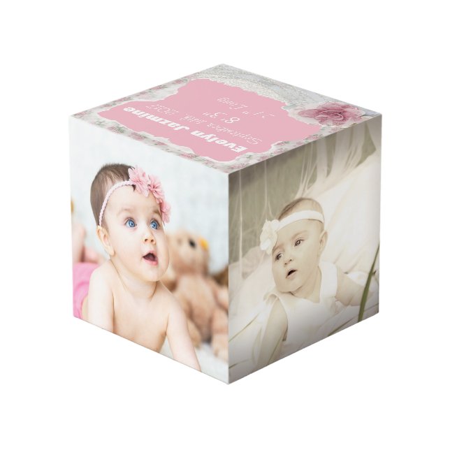 Personalise this Photo Cube with Your Baby's Pics (Back Angled)