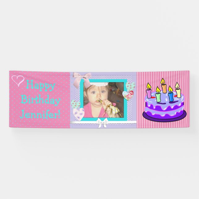 Personalise this Pink Birthday Girl Banner (Horizontal)