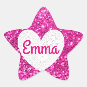 Personalise this Pink Glitter Star Sticker