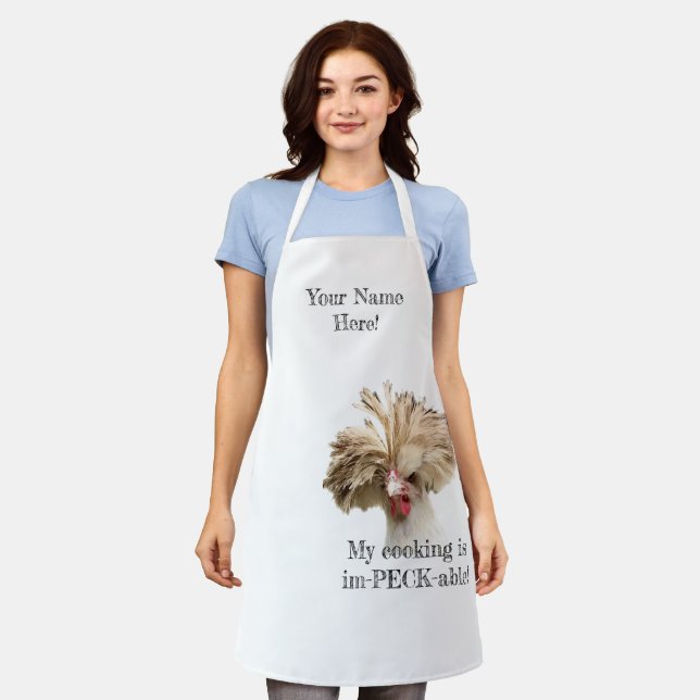 Personalise this Polish Chicken Apron im-PECK-able (Worn)