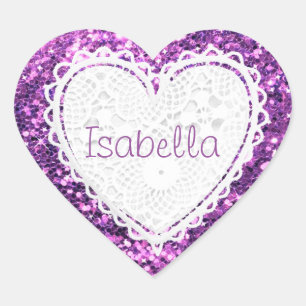 Personalise this Purple Glitter Heart Sticker