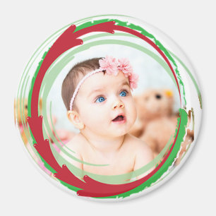 Personalise this Round Christmas Photo Magnet