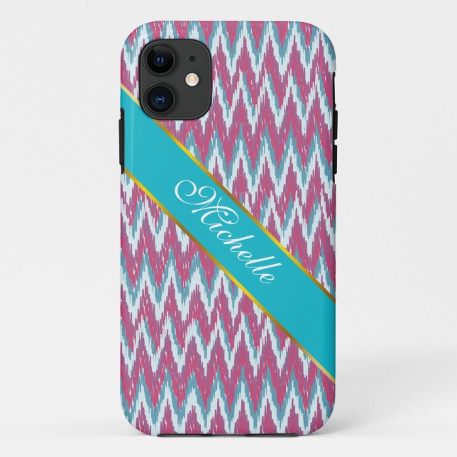 Personalise this Teal Glitter ZigZag  - Customised Case-Mate iPhone Case (Back)