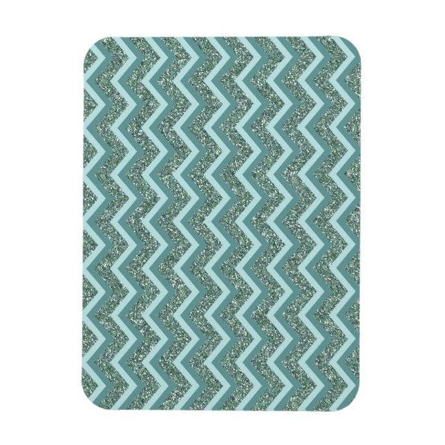 Personalise this Teal Glitter ZigZag Magnet (Vertical)