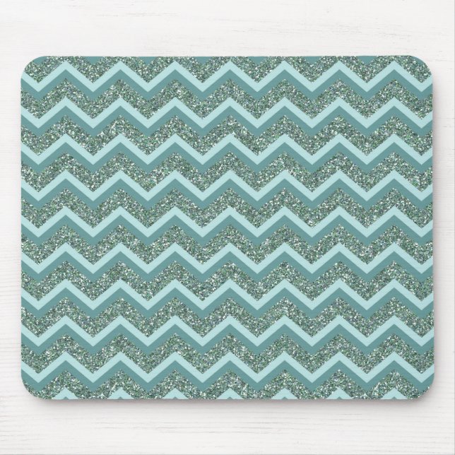 Personalise this Teal Glitter ZigZag Mouse Mat (Front)