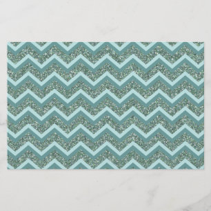 Personalise this Teal Glitter ZigZag Stationery