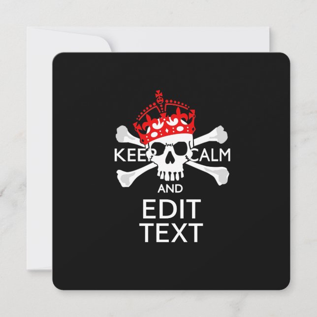 Personalise this Text Keep Calm Crossbones Skull (Front)