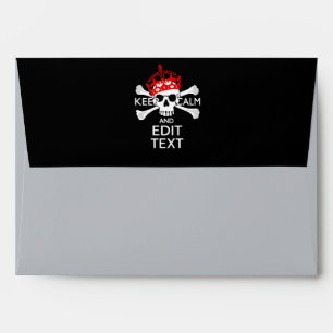 Personalise this Text Keep Calm Crossbones Skull Envelope