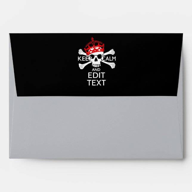 Personalise this Text Keep Calm Crossbones Skull Envelope (Back (Top Flap))
