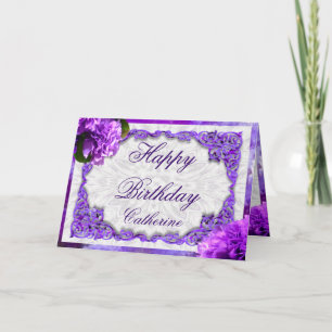 Personalise this Violet Carnations Birthday Card