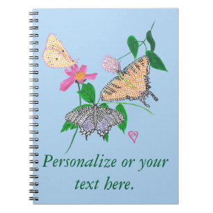 Personalise Three Butterflies Pointillism Notebook