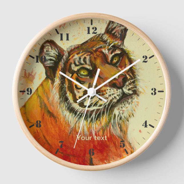 Personalise Tiger Portrait 2 Clock (Front)