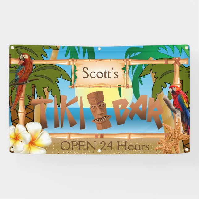 Personalise Tiki Bar in Paradise Banner (Horizontal)