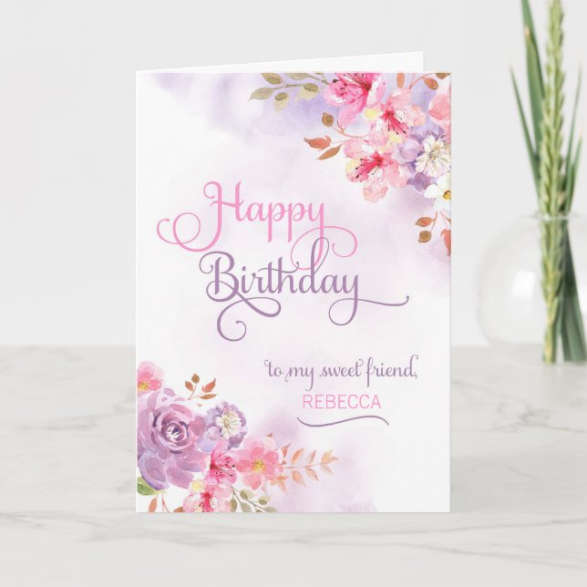 Personalise to Friend, Happy Birthday Card (Front)