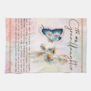 Personalise To My Granddaughter Butterfly Flower Tea Towel