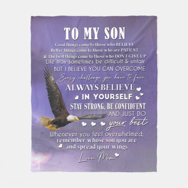 Personalise To My Son From Love Mum Gift Fleece Blanket (Front)