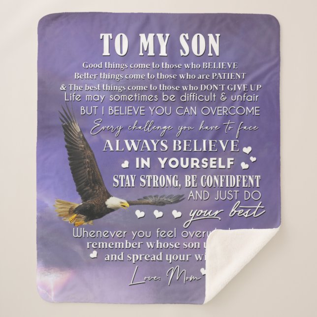 Personalise To My Son From Love Mum Gift Sherpa Blanket (Front)