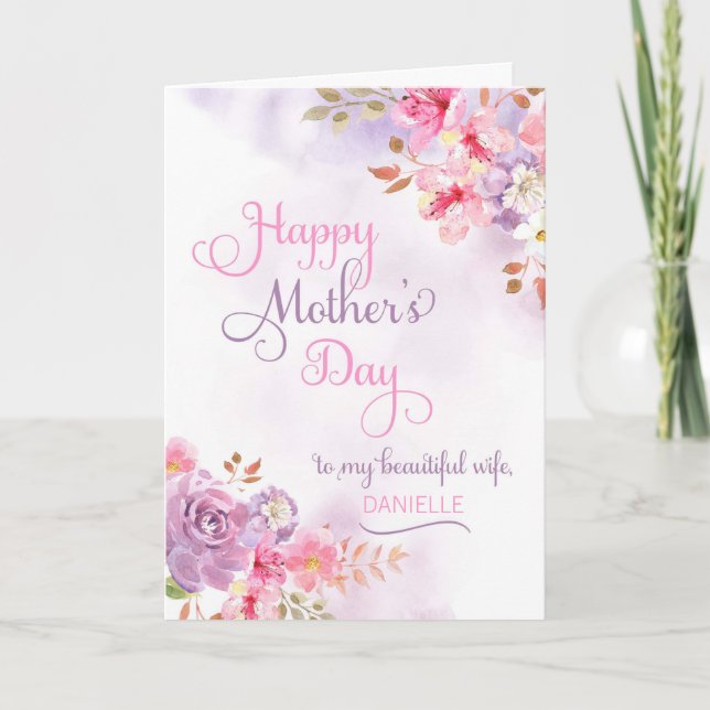 Personalise to Wife, Happy Mother's Day Card (Front)