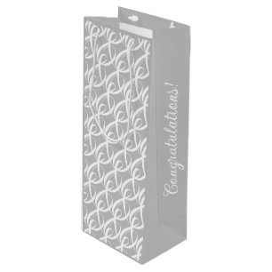 Personalise Togetherness Symbol on Silver Wedding Wine Gift Bag