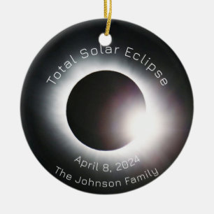 Personalise Total solar eclipse 2024 Ceramic Tree Decoration