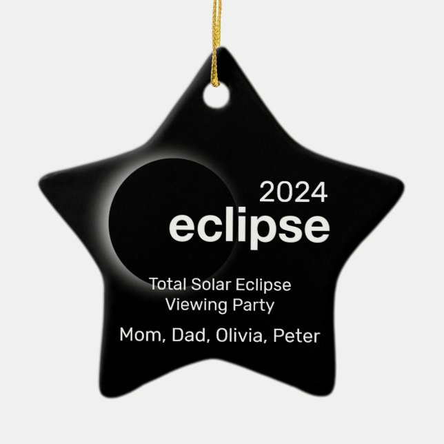 Personalise Total Solar Eclipse 2024 Ceramic Tree Decoration (Front)