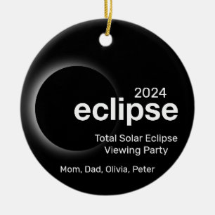 Personalise Total Solar Eclipse 2024 Ceramic Tree Decoration