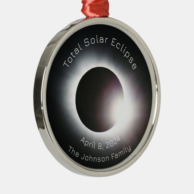 Personalise Total solar eclipse 2024 Metal Tree Decoration (Right)