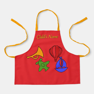 Personalise Toy Collection Kids Red Craft   Apron