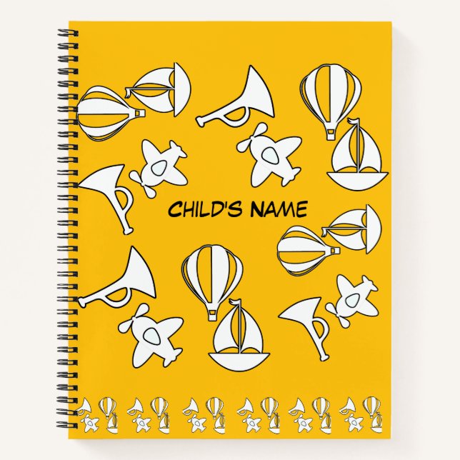 Personalise Toy Collection Kids Yellow            Notebook (Front)