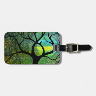 Personalise Tree and Moon - Blue and Yellow Luggage Tag