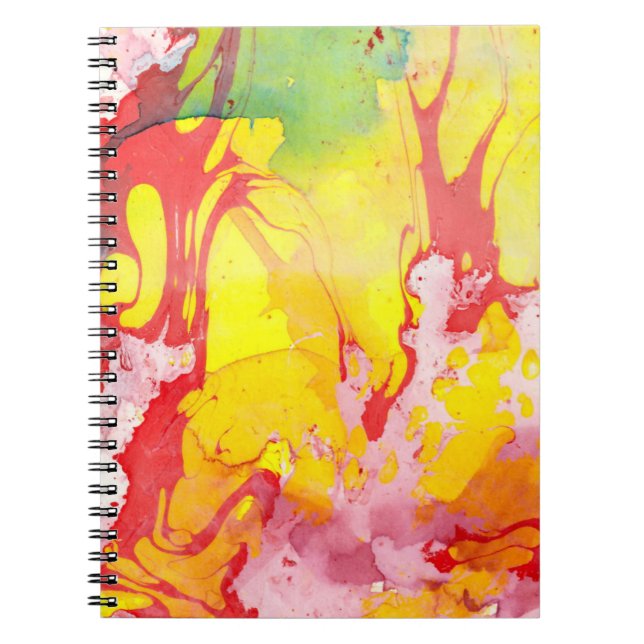 Personalise Trendy Modern Abstract Yellow Red  Notebook (Front)