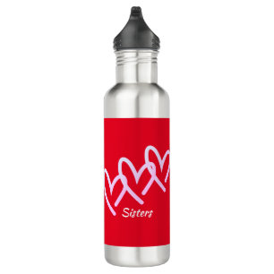 Personalise Triple Heart Red 710 Ml Water Bottle