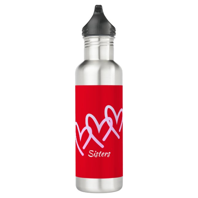 Personalise Triple Heart Red 710 Ml Water Bottle (Right)