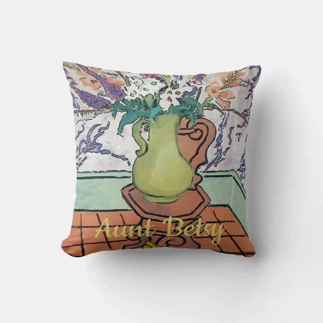 Personalise  Tropical Ivy Flowers, edit text Cushion (Front)