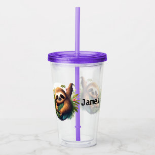Personalise Tropical Sloth  Acrylic Tumbler
