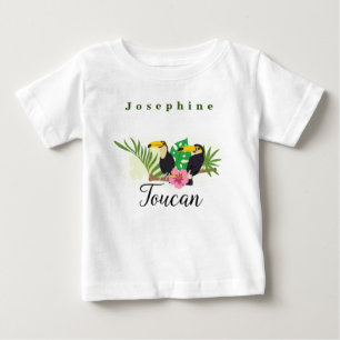 Personalise Tropical Theme Toucan Flowers Hibiscus Baby T-Shirt