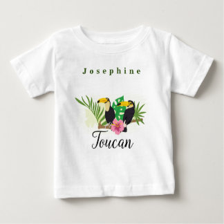 Personalise Tropical Theme Toucan Flowers Hibiscus Baby T-Shirt