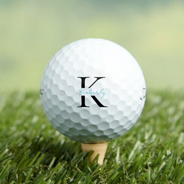 Personalise Turquoise Script Titleist Pro V1 Golf Balls (Insitu Tee)