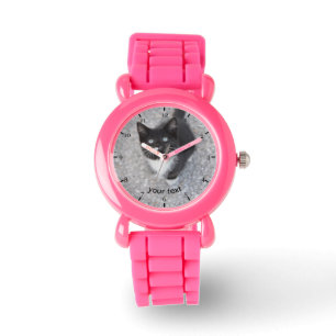 Personalise Tuxedo black kitten Watch