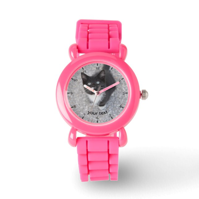 Personalise Tuxedo black kitten Watch (Front)