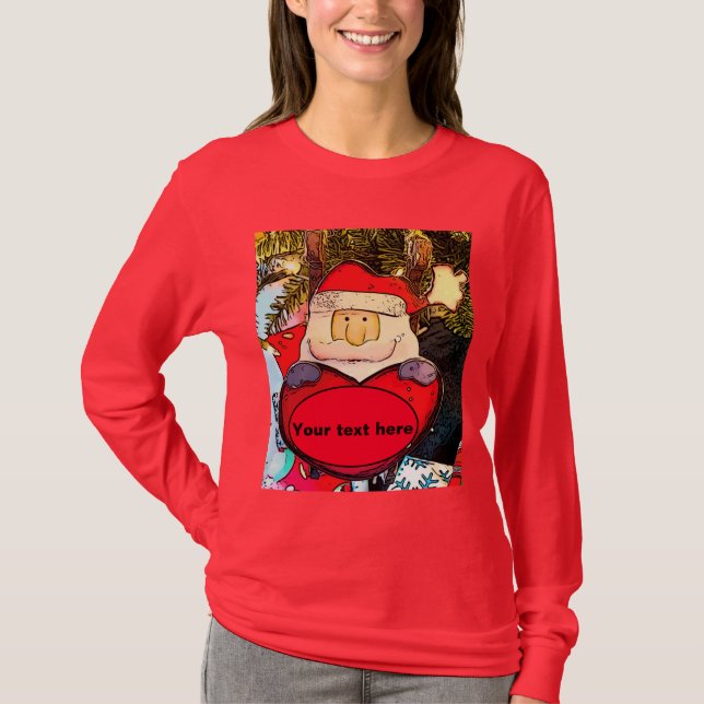 Personalise Ugly Sweatshirt Santa T-Shirt (Front)
