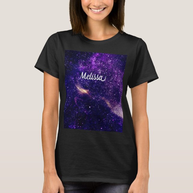 Personalise Ultra violet purple abstract galaxy T-Shirt (Front)