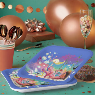Personalise Under The Sea Mermaid Ocean Purple  Paper Plate