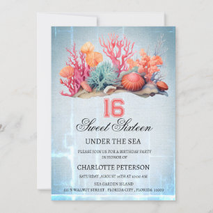 Personalise Under The Sea Sweet 16 Birthday Party Invitation