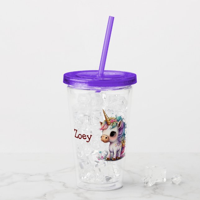 Personalise Unicorn  Acrylic Tumbler (Back Ice)