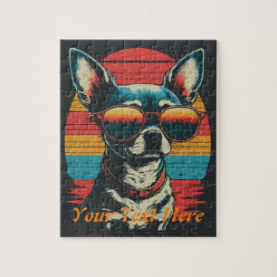 Personalise Unique Retro Chihuahua Puppy Sunglass Jigsaw Puzzle